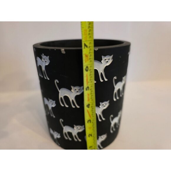 Black Utensil Crock With White Cat Design 6.5" Tall Utensil Crock Halloween Ston - Picture 5 of 6